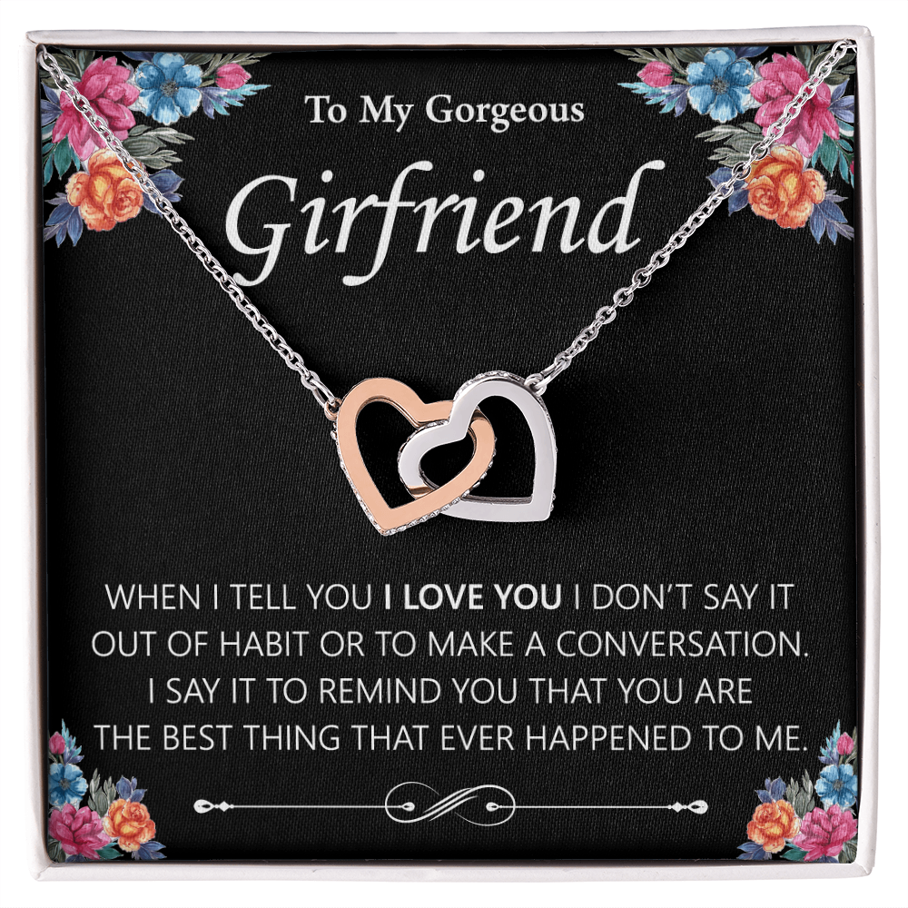 To My Gorgeous Girlfriend - Interlocking Hearts Necklace