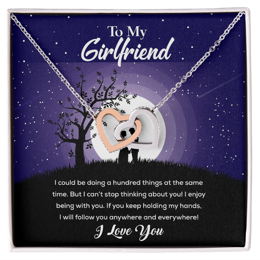 To My Girlfriend - Interlocking Hearts Necklace
