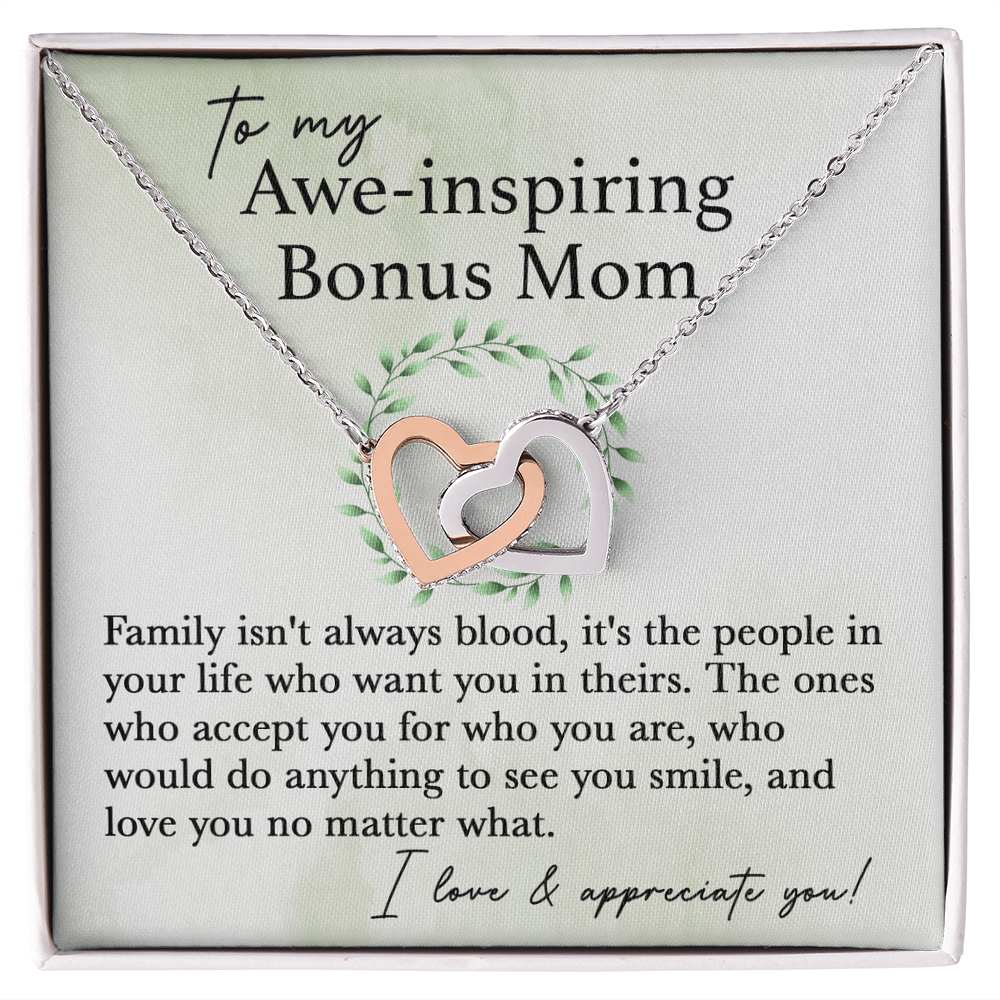To My Bonus Mom - Interlocking Hearts Necklace