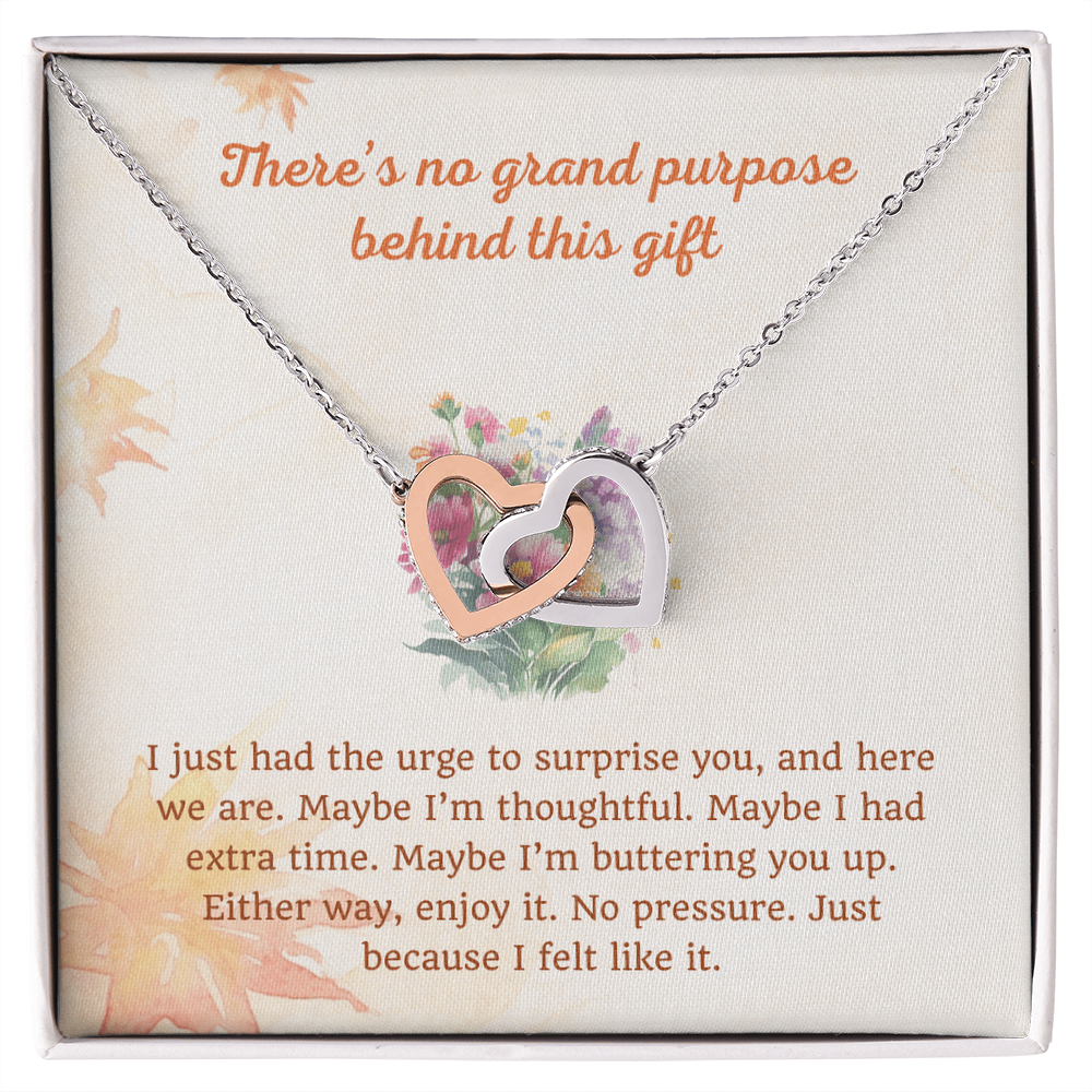 No Purpose - Just Because - Interlocking Hearts Necklace Gift