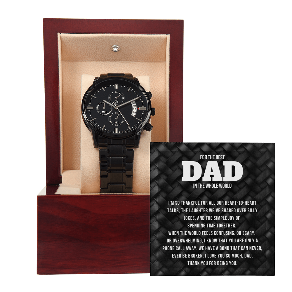 For The Best Dad - Black Chronograph Watch
