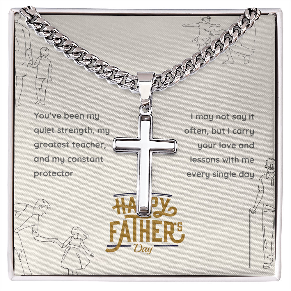 Father's Day Gift - Cuban Link Chain with Artisan Cross