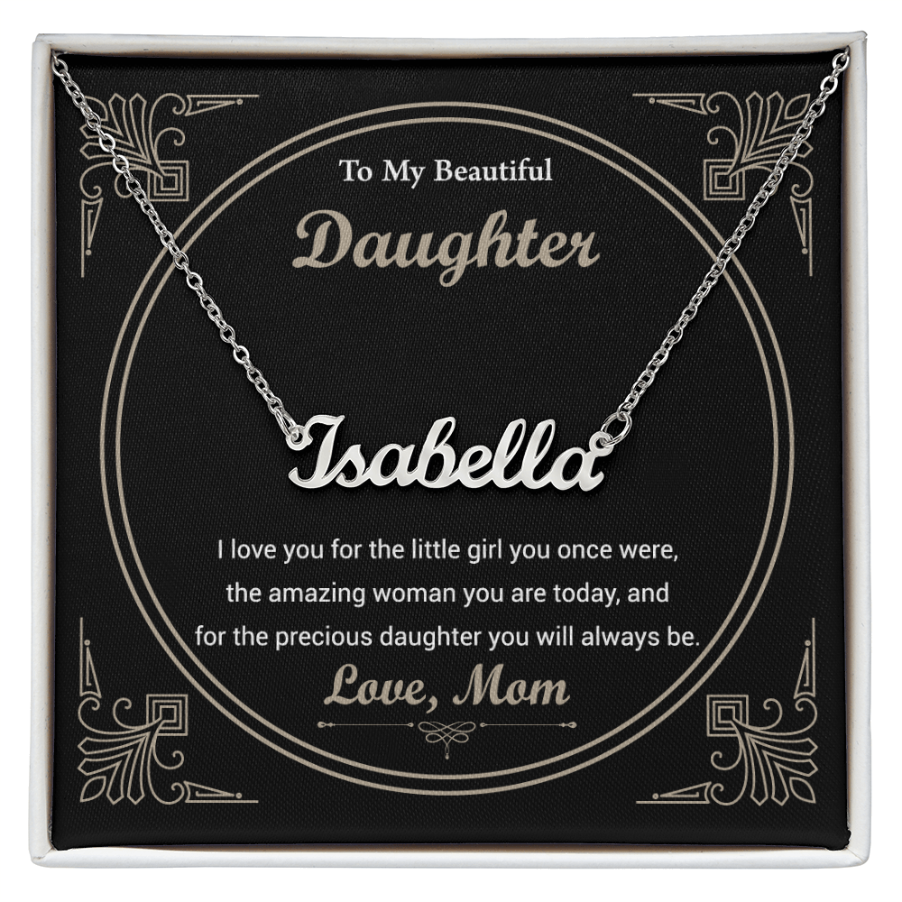 Custom Name Necklace With a Message Card - Gift For Your Daughter