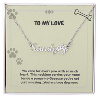 Load image into Gallery viewer, Custom Paw Print Name Necklace WIth Message
