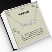 Load image into Gallery viewer, Custom Paw Print Name Necklace WIth Message
