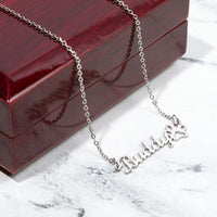 Load image into Gallery viewer, Custom Paw Print Name Necklace WIth Message
