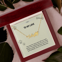Load image into Gallery viewer, Custom Paw Print Name Necklace WIth Message
