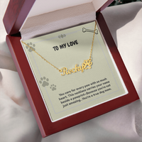 Load image into Gallery viewer, Custom Paw Print Name Necklace WIth Message
