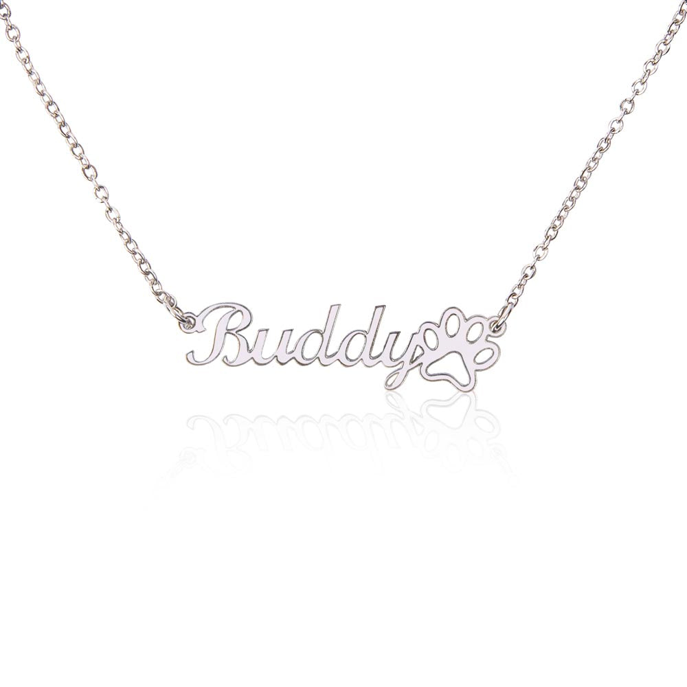 Non-Message Card Paw Print Name Necklace
