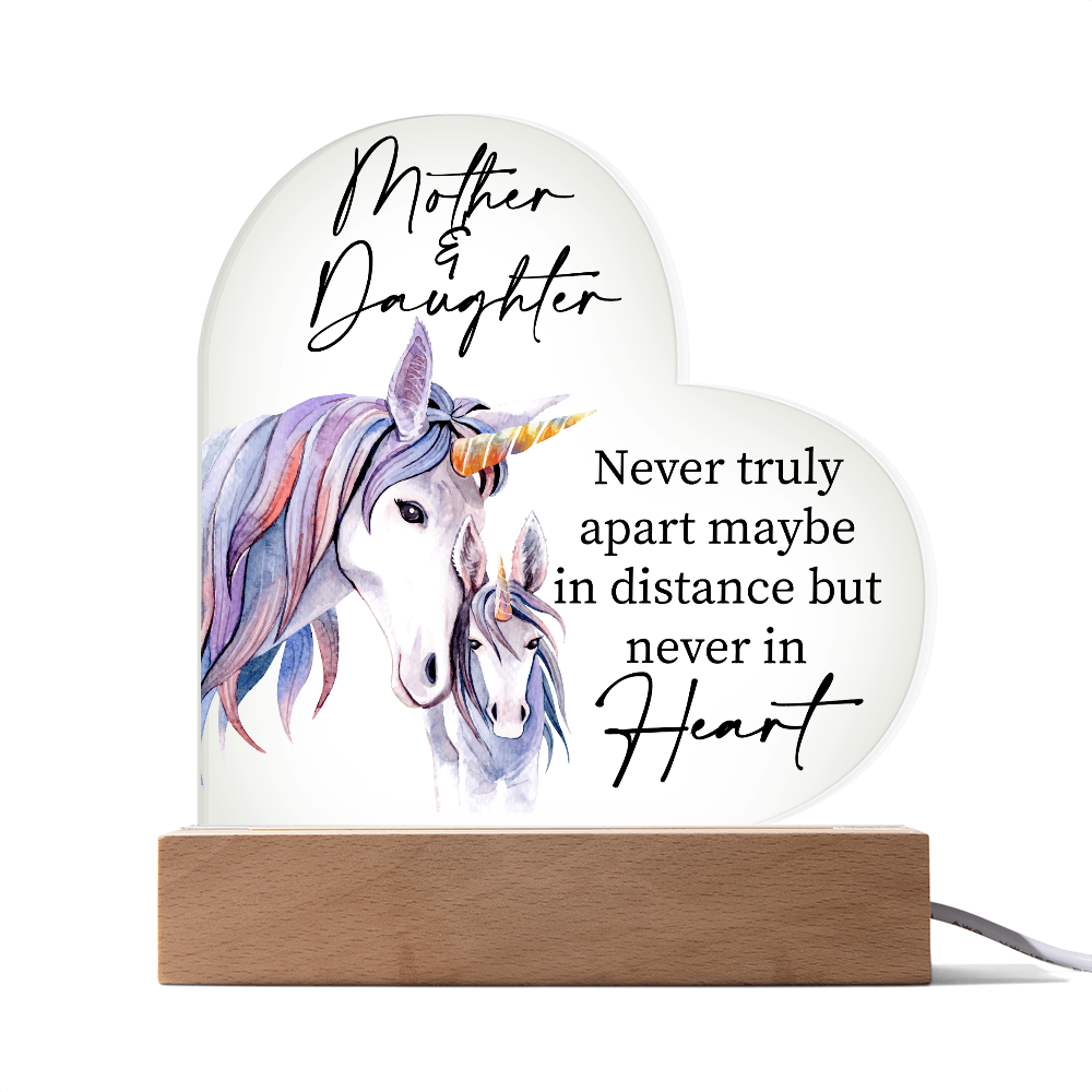 Love Between Mother & Daughter - Acrylic Heart Night Light