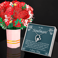 Load image into Gallery viewer, To My Soulmate - Forever Love Necklace &amp; Sweetest Flower Bouquet
