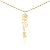 Load image into Gallery viewer, Custom Name + Flower Necklace (No Message Card)
