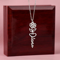 Load image into Gallery viewer, Custom Name + Flower Necklace (No Message Card)
