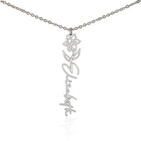 Load image into Gallery viewer, Custom Name + Flower Necklace (No Message Card)
