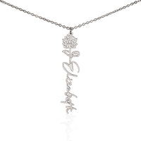 Load image into Gallery viewer, Custom Name + Flower Necklace (No Message Card)
