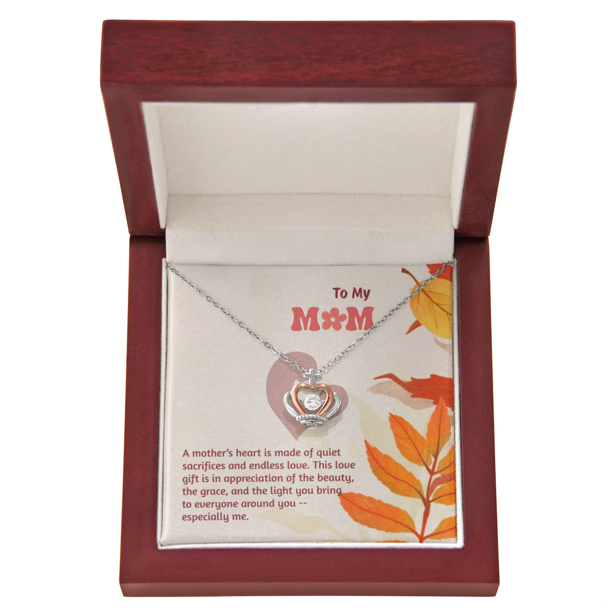 To the Heart That Raised Me – Crown Pendant Necklace for Mom
