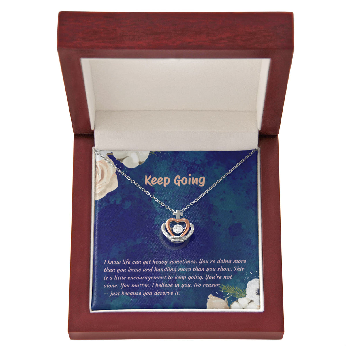 Keep Going - A Little Strength for Your Day - Crown Pendant Necklace