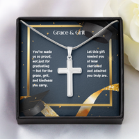 Load image into Gallery viewer, Grace and Grit - Graduation Gift Artisan Cross Necklace

