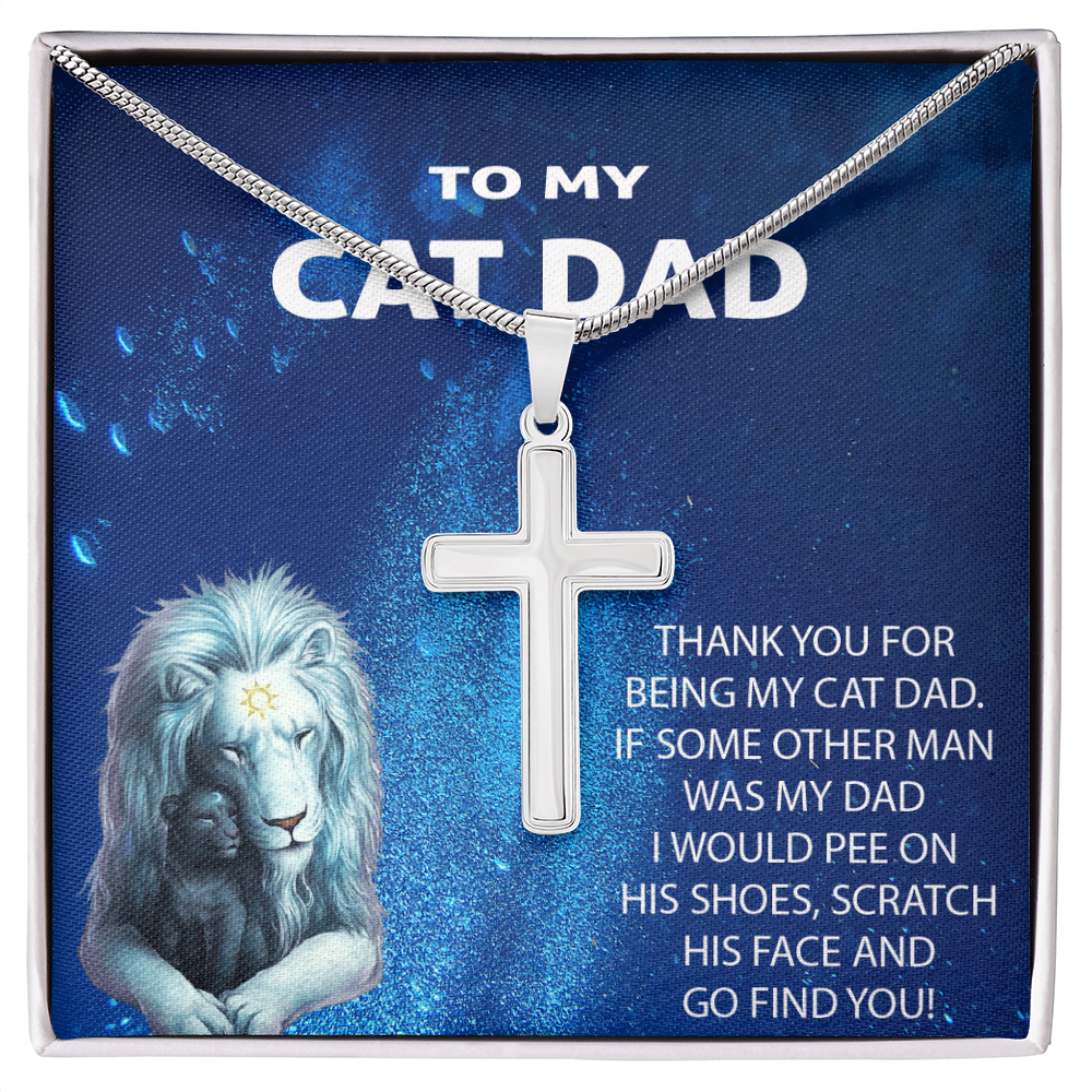 To My Cat Dad - Artisan Cross Necklace